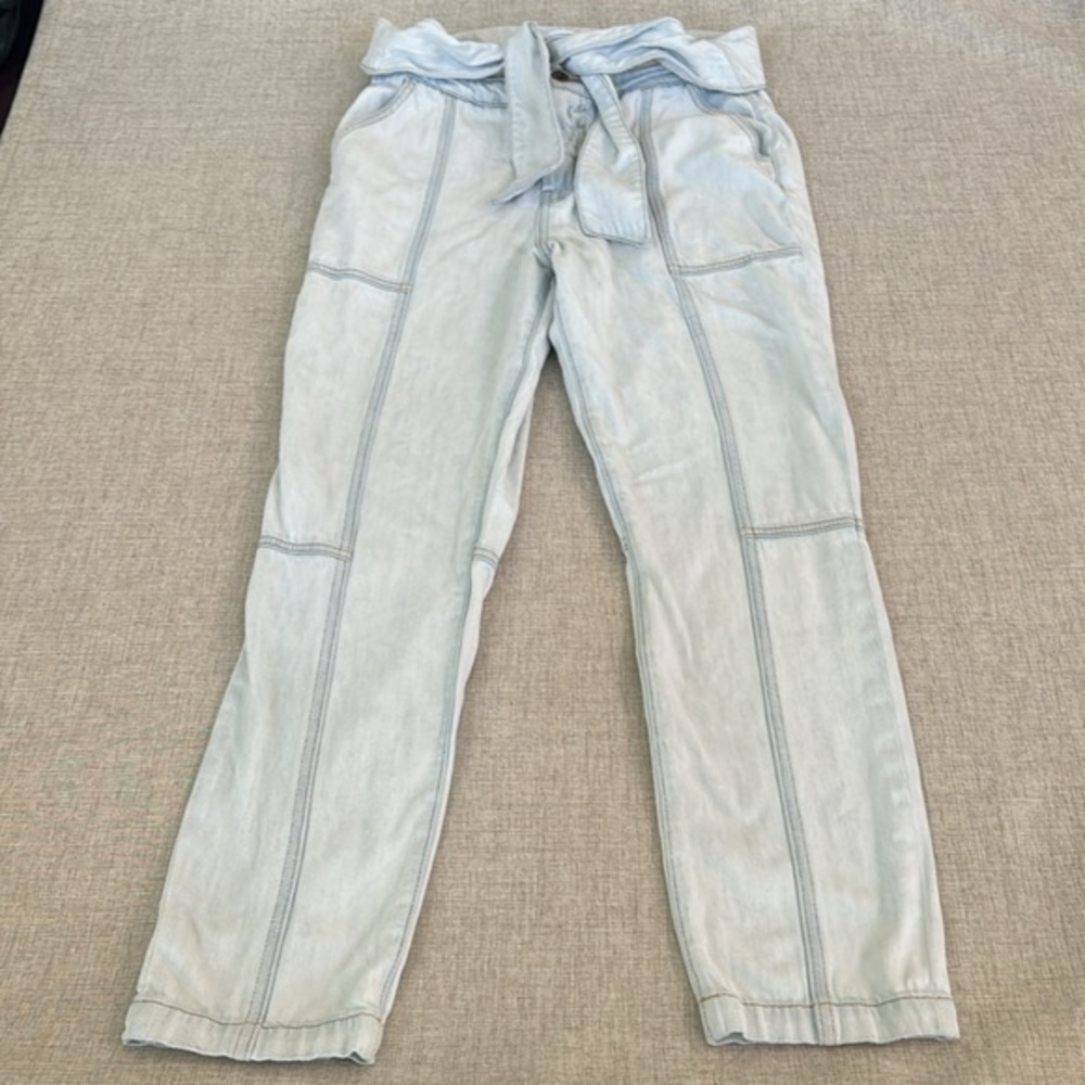 Jonathan Simkhai Standard Ace high-waisted Paper bag cropped acid‎ wash jeans 29 - Picture 4 of 16